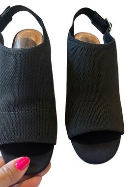 Style & Co. Black Knit Slingback Open-Toe Sandals